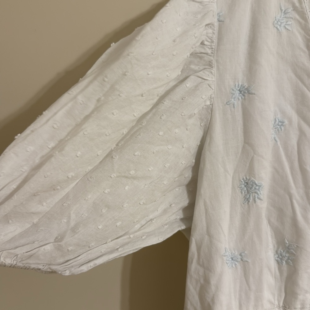 A&F Eyelet Puff Sleeve Tiered Dress SZ XL - Picture 5 of 6